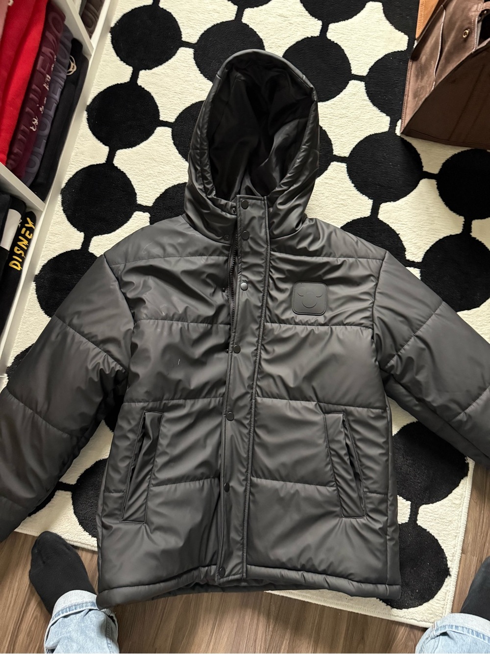 Forever 21 Black Hooded Puffer Jacket